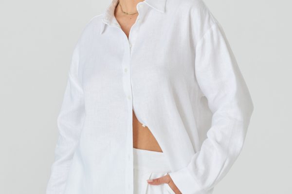 Lniana koszula oversize biała