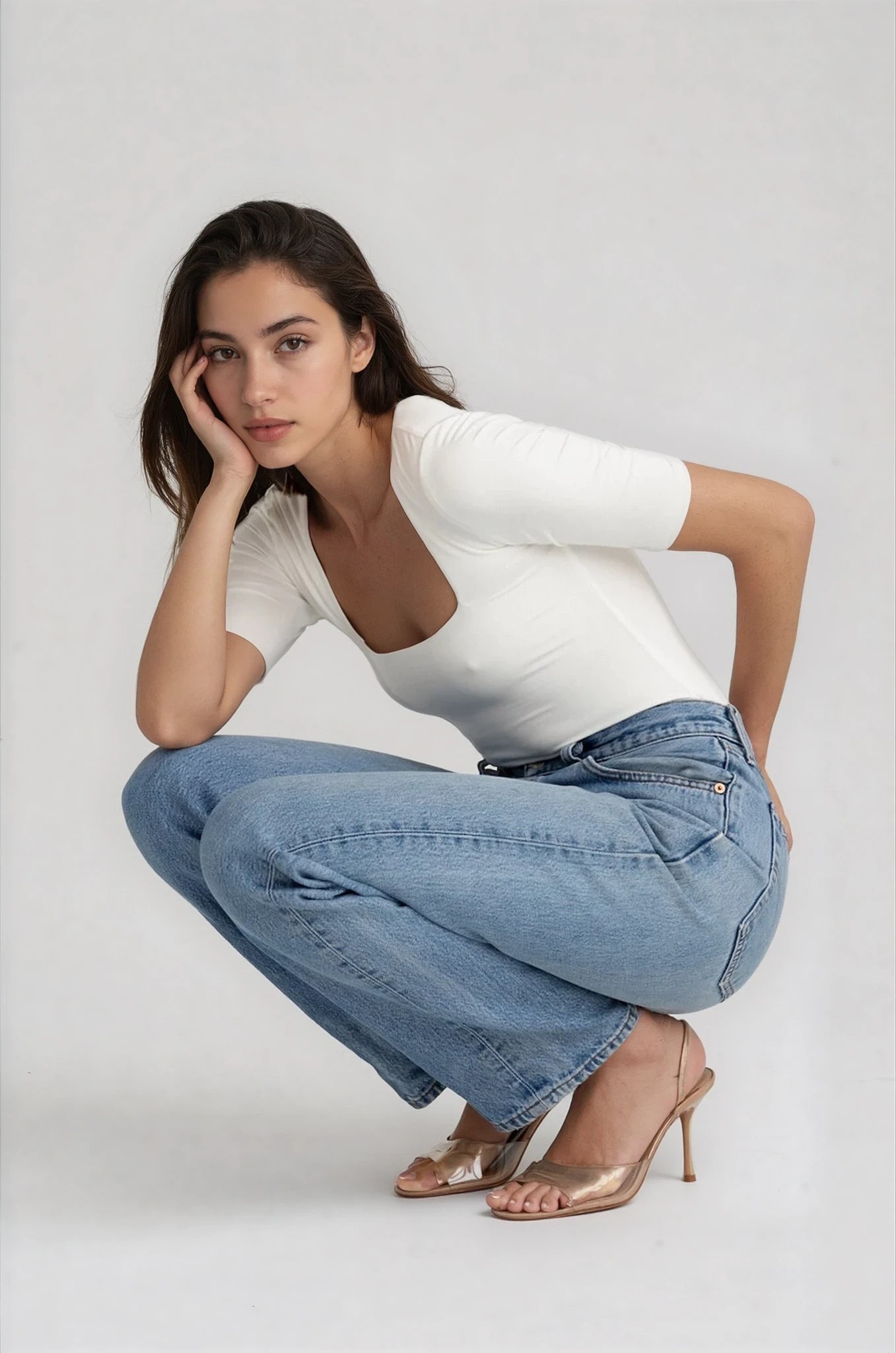 Body z kwadratowym dekoltem ecru