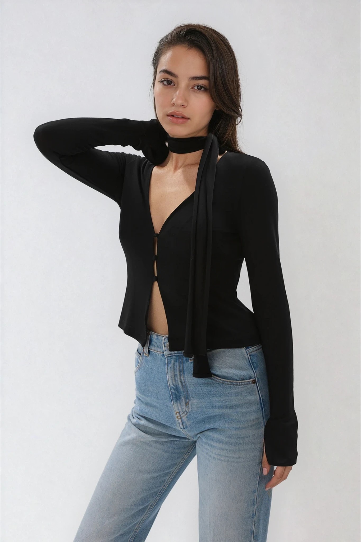 Szal dzianinowy czarny