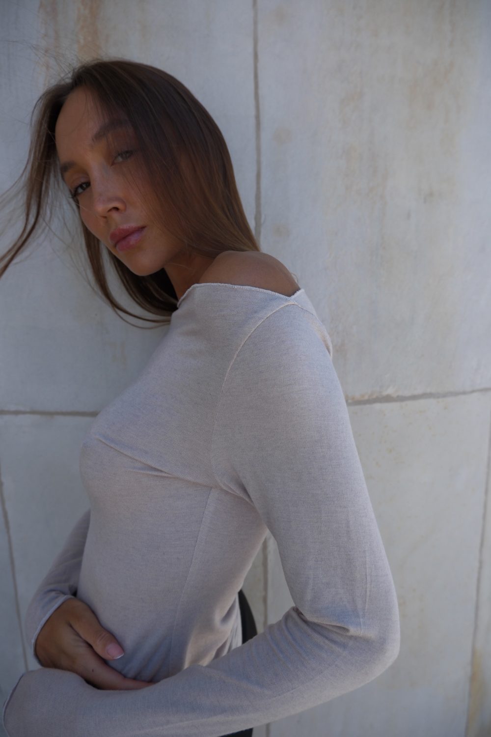 Longsleeve mesh kaszmir taupe