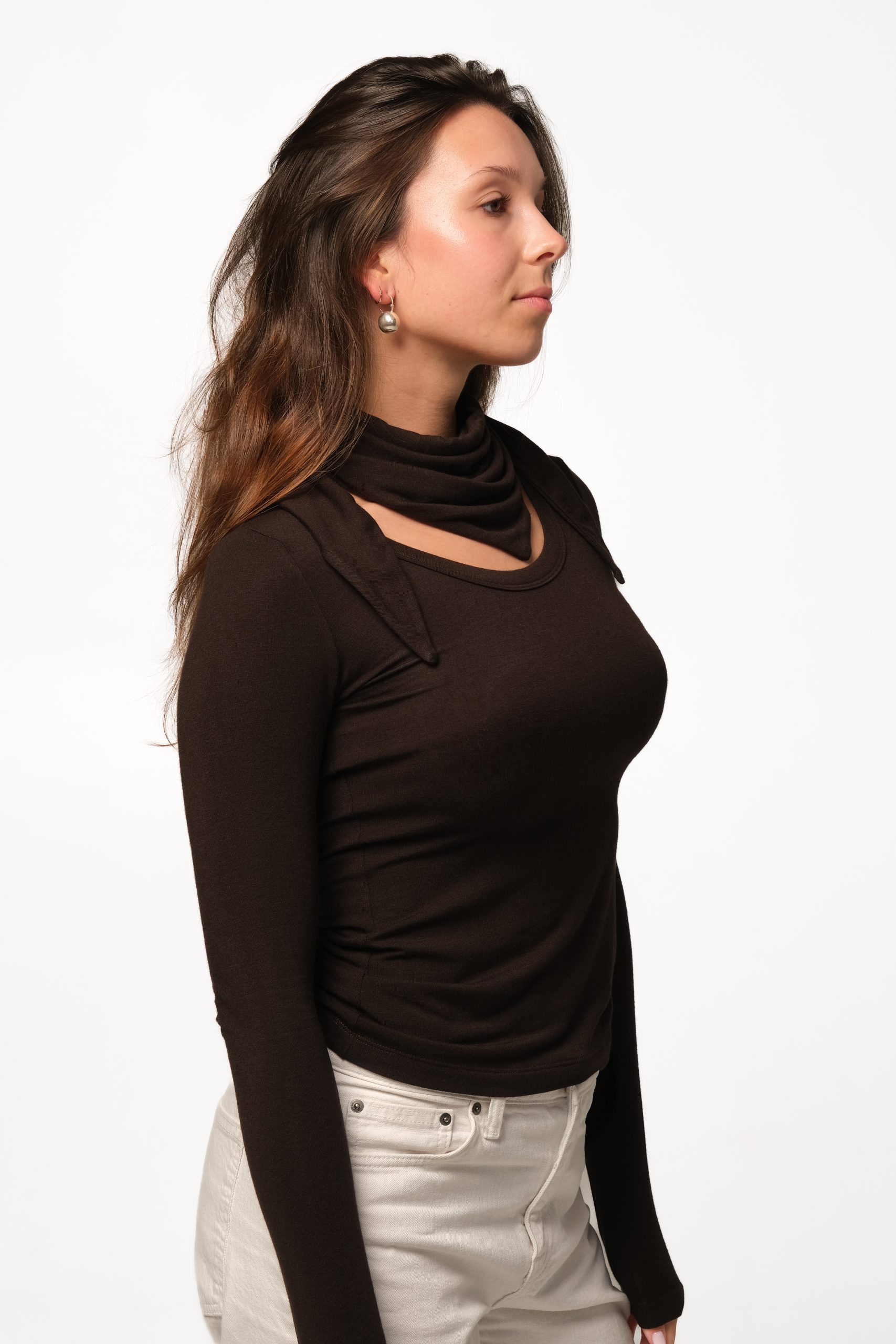 Longsleeve z dodatkiem kaszmiru classic dark brown