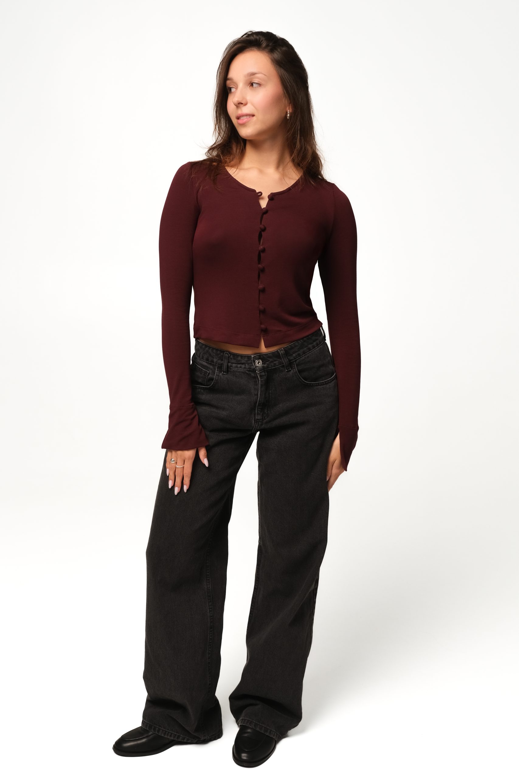 Sweterek pod szyje rozpinany wine