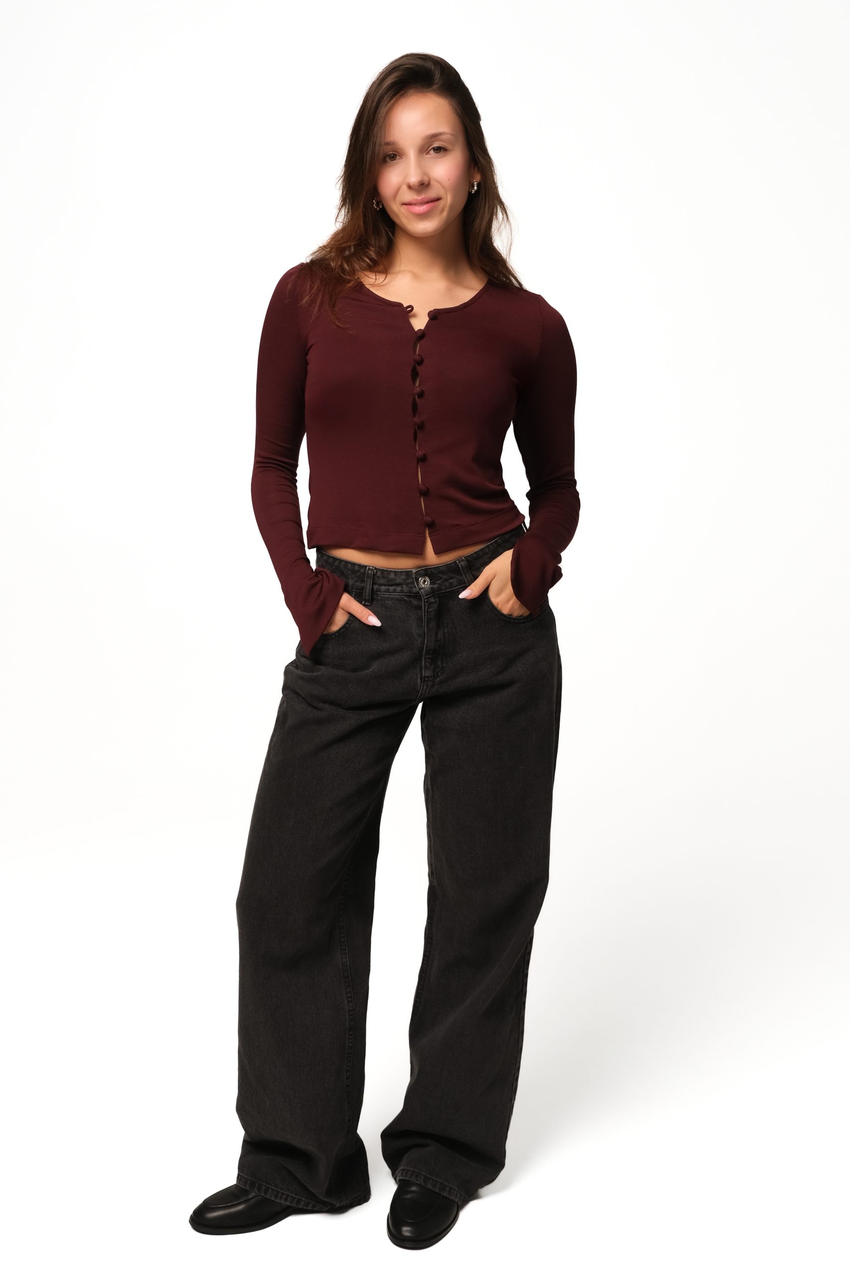 Sweterek pod szyje rozpinany wine