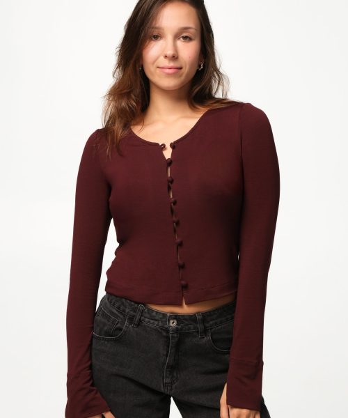 Sweterek pod szyje rozpinany wine