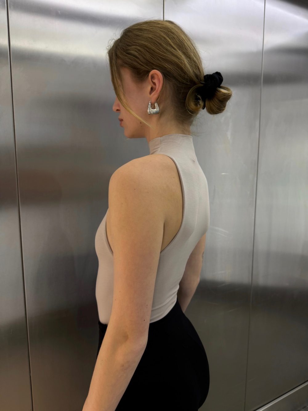 Body z mini golfem bez rękawów taupe