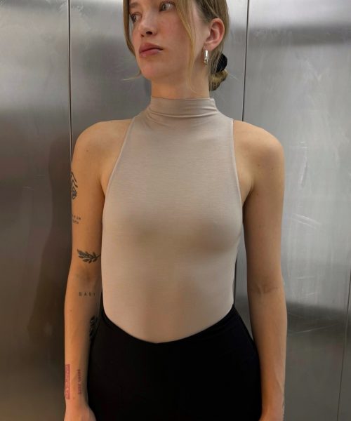 Body z mini golfem bez rękawów taupe