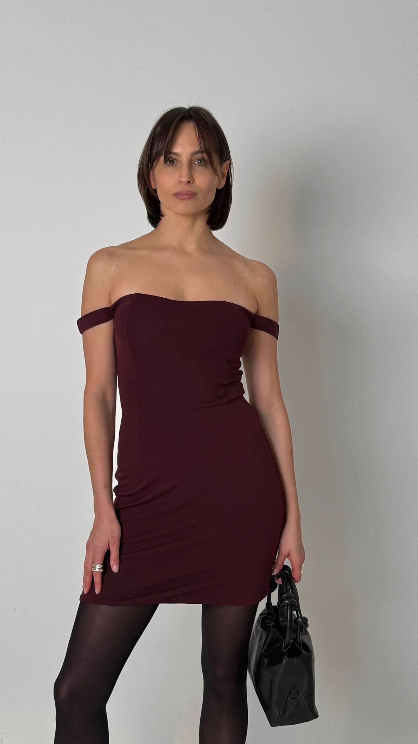 Sukienka mini bardot wine