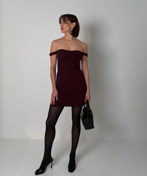 Sukienka mini bardot wine