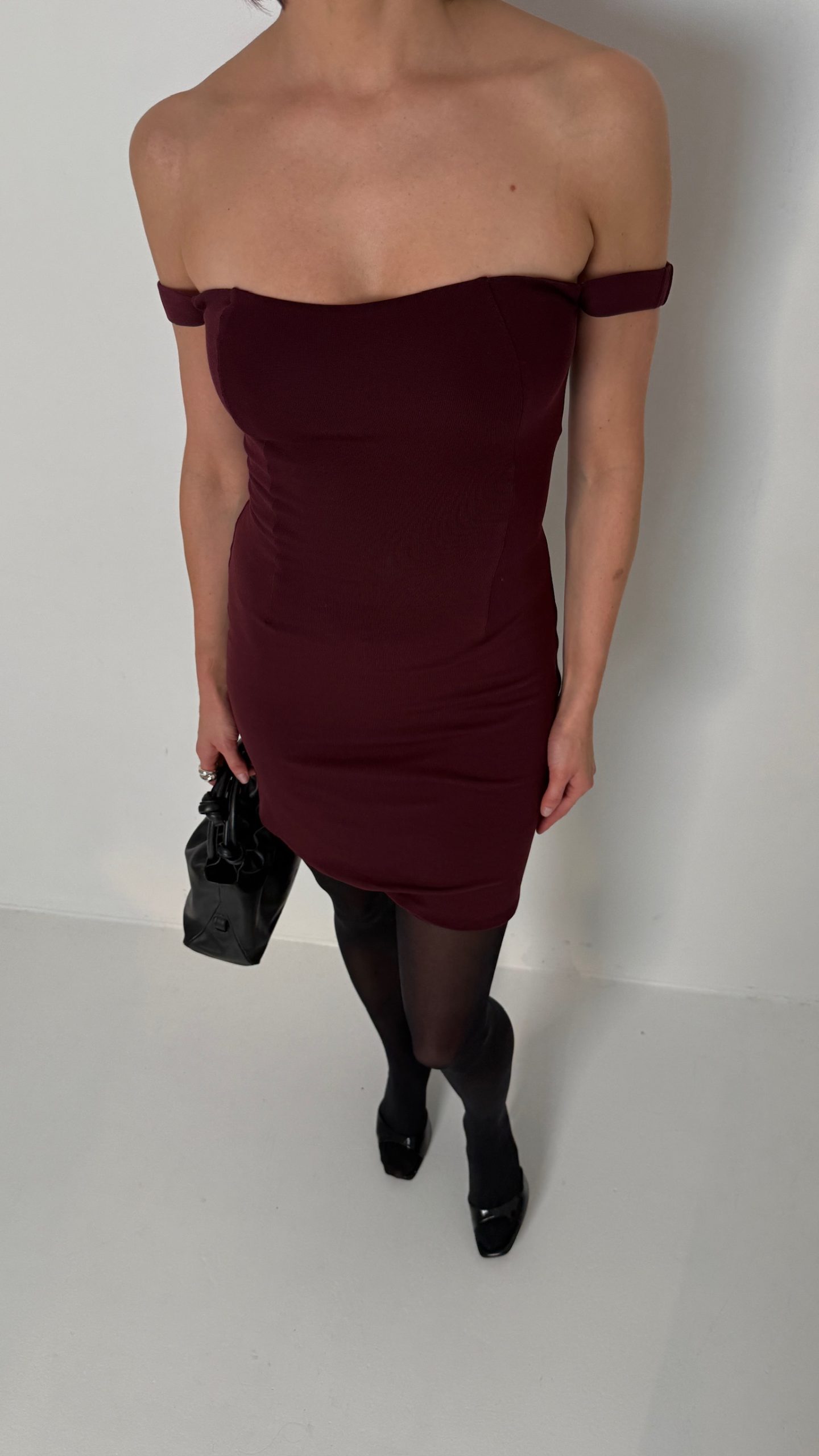 Sukienka mini bardot wine