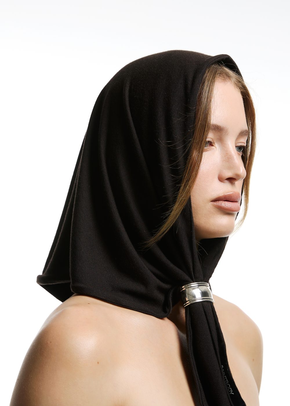 Chustka z domieszką kaszmiru dark brown duża