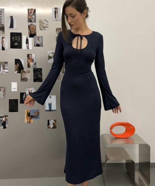 Sukienka maxi żakardowa dark blue