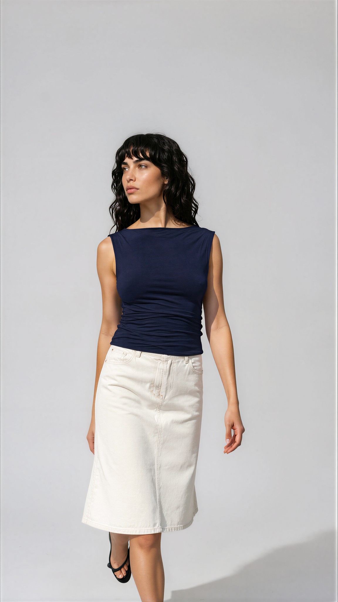Top z rozciętym dekoltem Summer dark blue