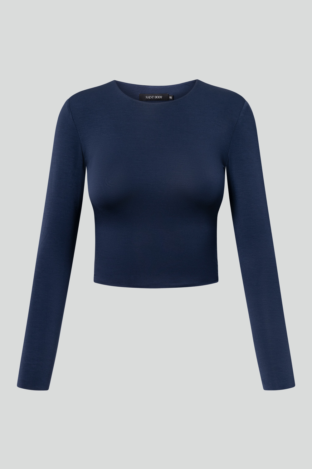 Crop Top z dzianiny granatowy - obrazek 5