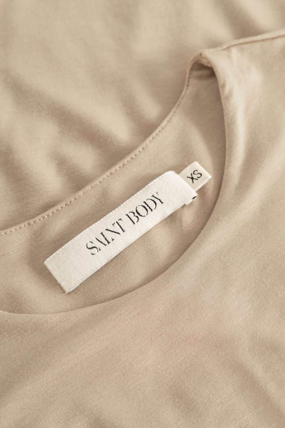 Crop Top z dzianiny beżowy - obrazek 4