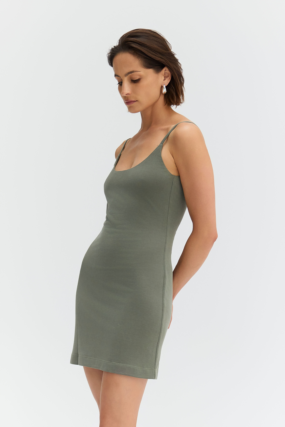 Sukienka cupro mini olive