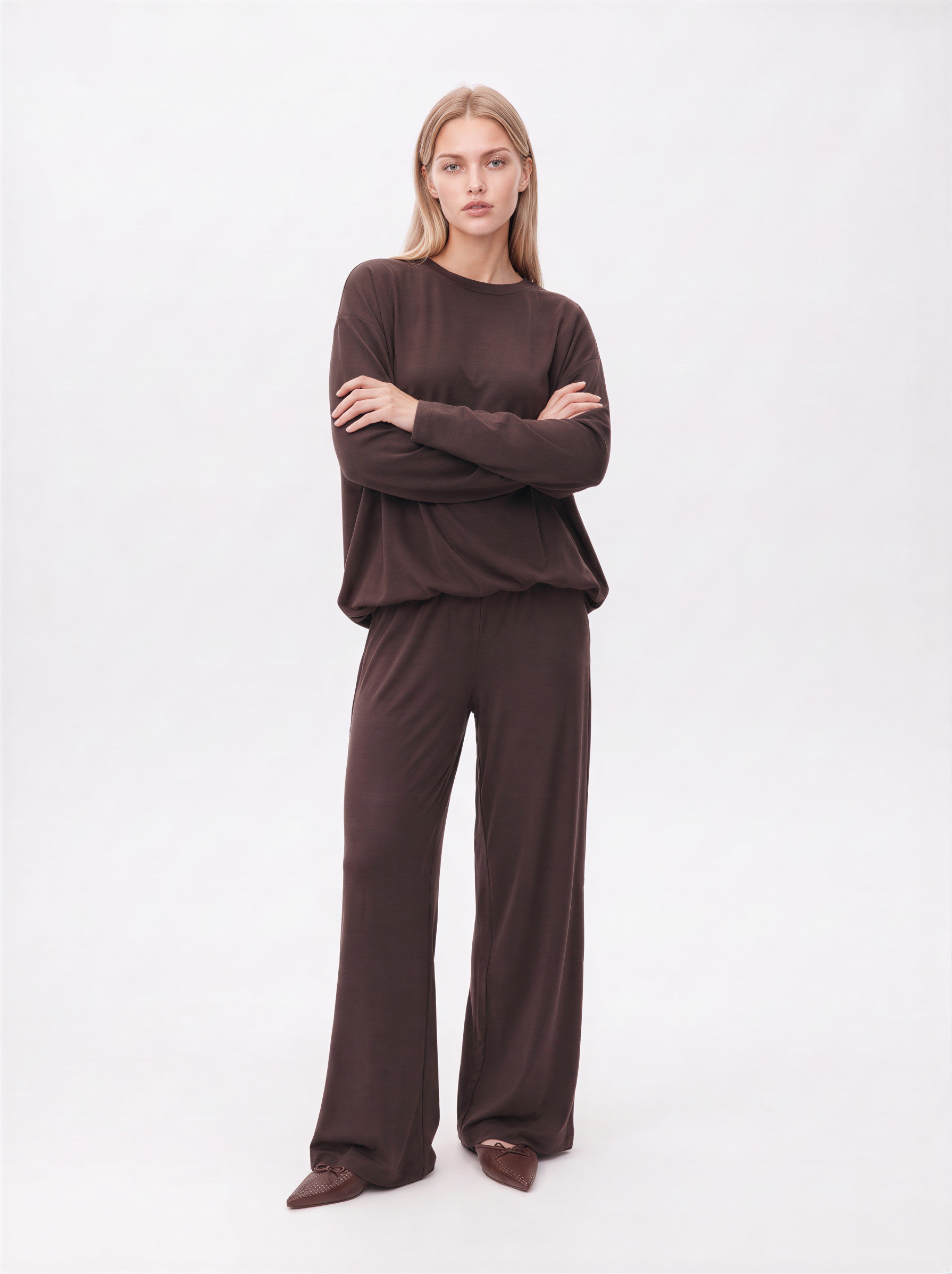 Longsleeve Loose z regulacją brązowy