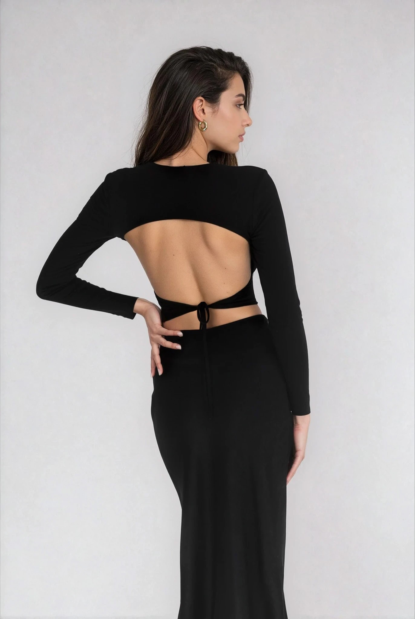 Wiązany Crop Top czarny