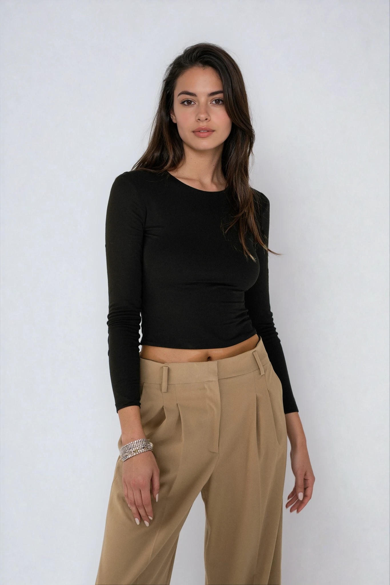 Crop Top z dzianiny czarny
