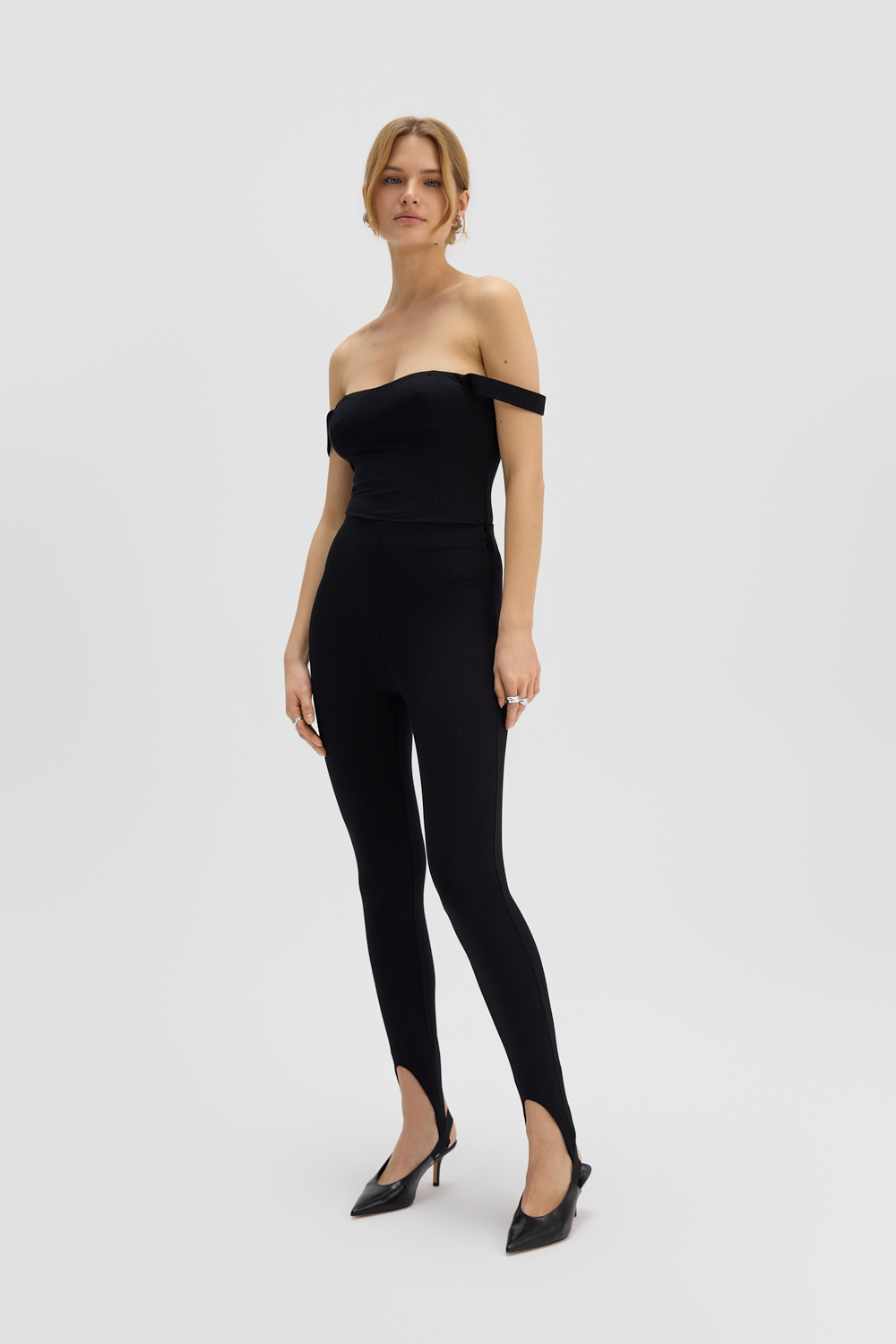 Body bardot czarne - obrazek 3