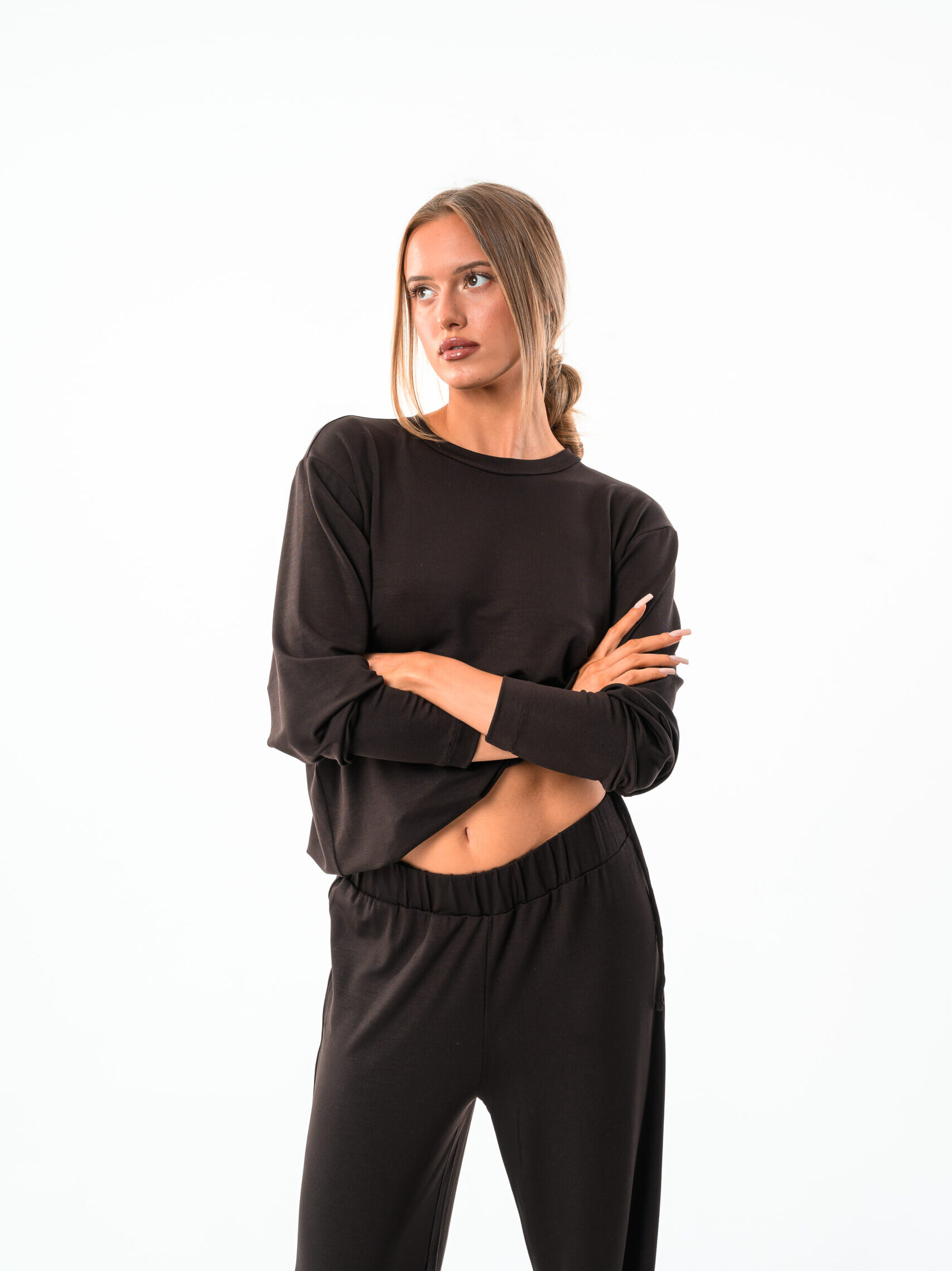Longsleeve Loose z regulacją brązowy