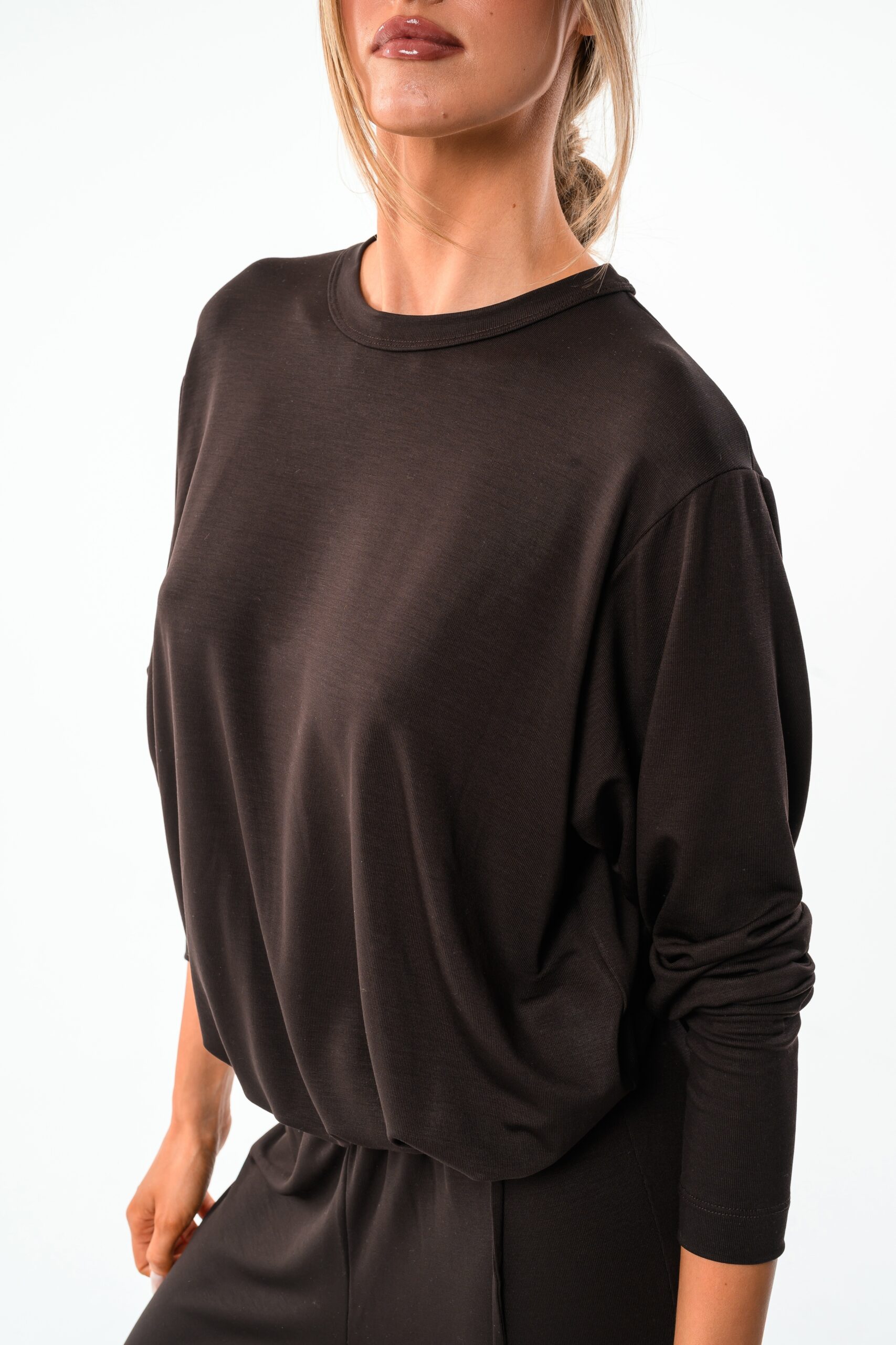 Longsleeve Loose z regulacją brązowy - obrazek 2